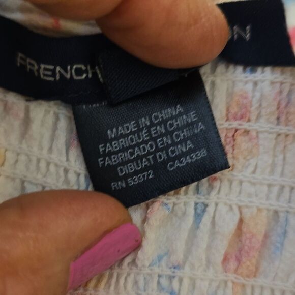 FRENCH CONNECTION Camille Verona Crepe Smocked Minidress in Summer White Large. - Picture 9 of 10